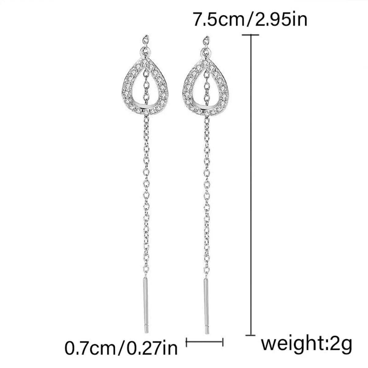 Simple Gold Color Water Drop Long Tassel Earrings For Women Korean Fashion Rhinestone Waterdrop Ear Line Dangle Earring Jewelry-Dollar Bargains Online Shopping Australia