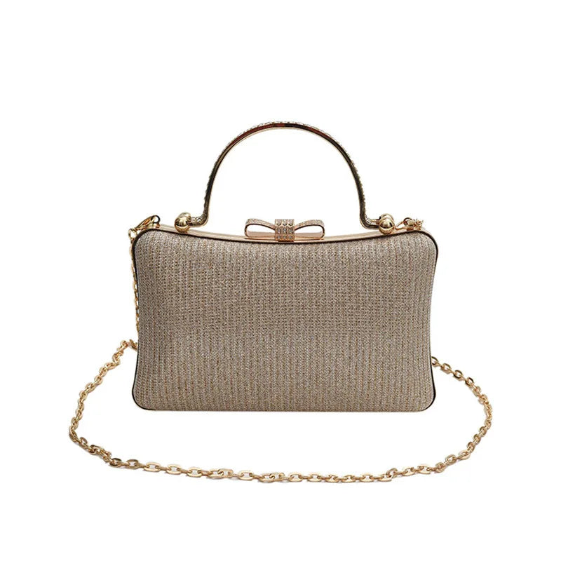 Chic Glitter Sequins Diamond Clutch Handbag Women Metal Top Handle PU Leather Square Rhinestone Messenger Purse Chain Bag Box-Dollar Bargains Online Shopping Australia