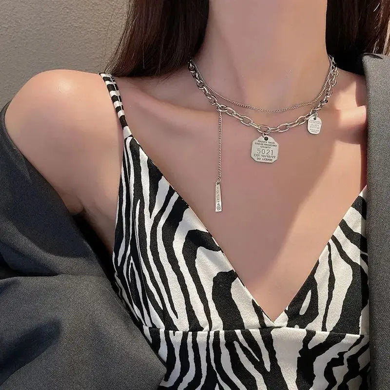 Stainless Steel Choker Layered Necklace Women Punk Trendy Dainty Chain Statement Pendant Hip Hop Jewelry-Dollar Bargains Online Shopping Australia