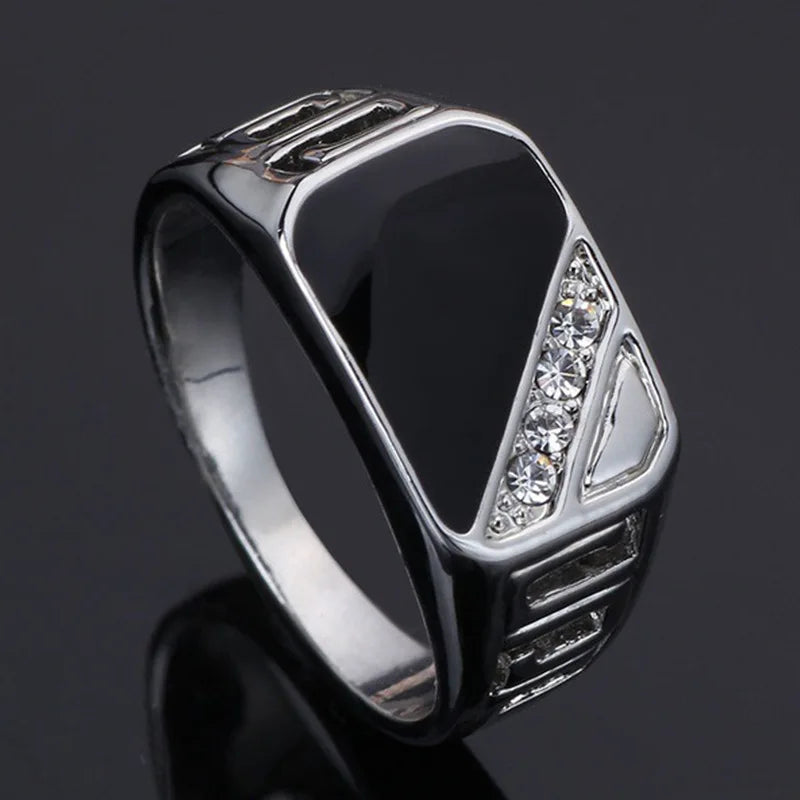 Metal Glossy Rings for Men Geometric Width Signet Square Finger Punk Style Fashion Ring Jewelry Accessories-Dollar Bargains Online Shopping Australia