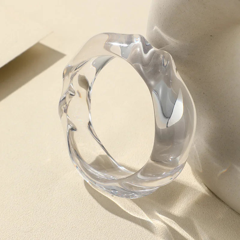 Transparent Resin Acrylic Bangles For Women Geometry Round Bangle Bracelets Charm Thick Simple Party Hand Jewelry-Dollar Bargains Online Shopping Australia