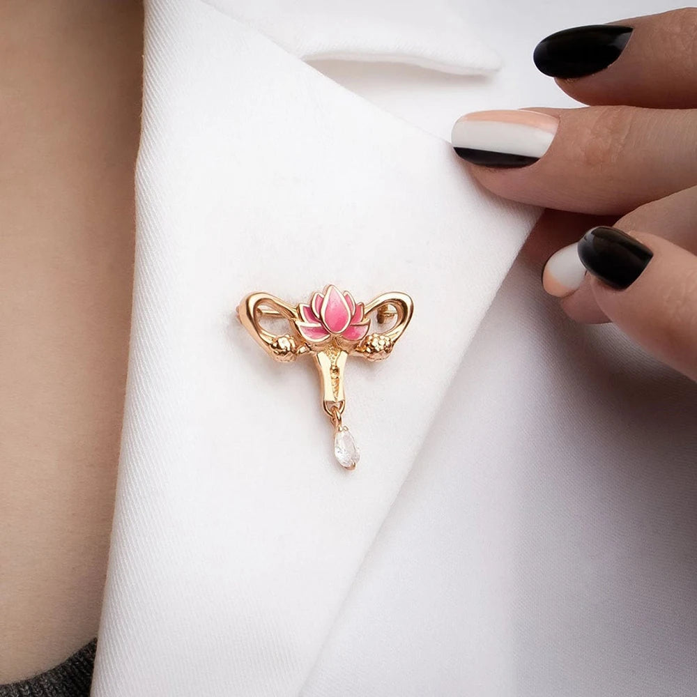 Woman's Womb Medical Jewellery Brooch Pins Gynecology Symbol of Medical Uterus Lotus Lapel Badge for Gynecologist Nurse-Dollar Bargains Online Shopping Australia