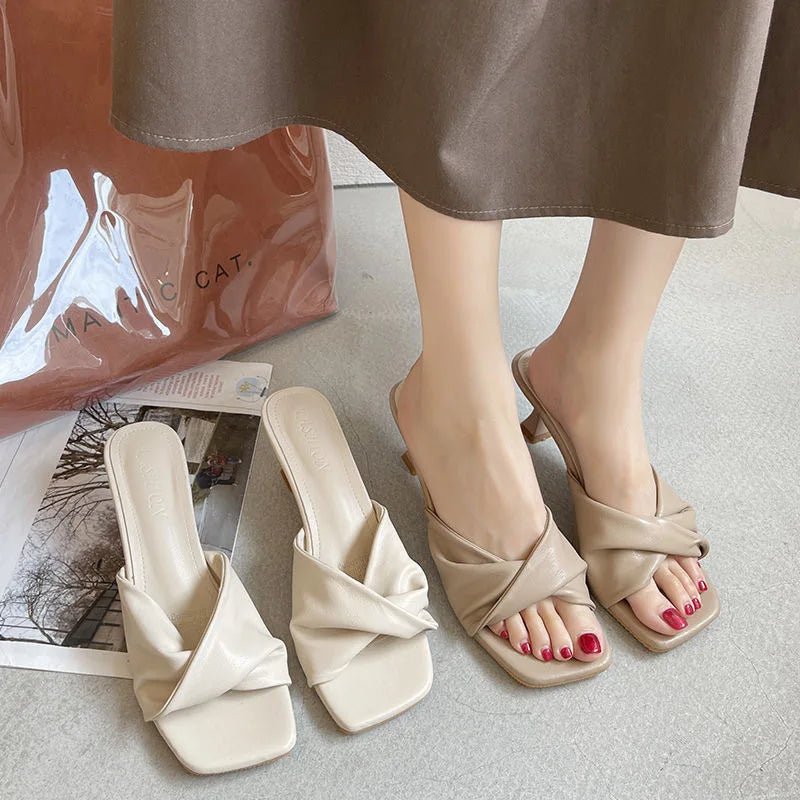 Fashion Simple Ladies Slippers Dew Feet High Heels-Dollar Bargains Online Shopping Australia