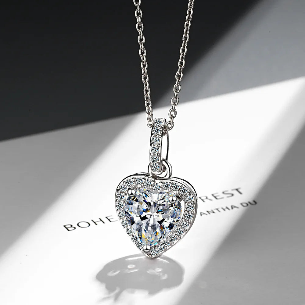 925 Sterling Silver Zircon Heart Pendants Necklaces For Women Luxury Designer Jewelry Gift-Dollar Bargains Online Shopping Australia