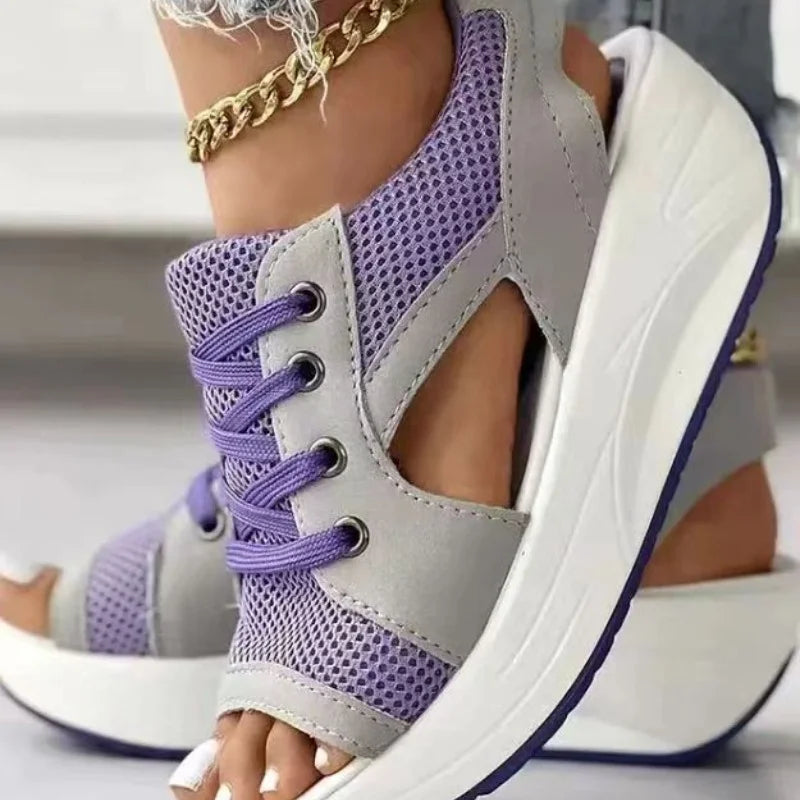 Fashion Women Sandals Summer New Lady Platform Chunky Comfortable Mesh Open Toe Casual Sports Ladies Shoes