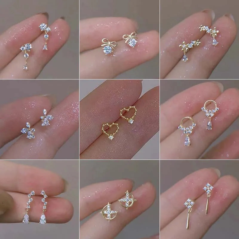 925 Silver Needle Zircon Earrings Hypoallergenic Fashion Ear Studs Female Pendant Tassel Pendant Earrings for Women Jewelry Gift-Dollar Bargains Online Shopping Australia
