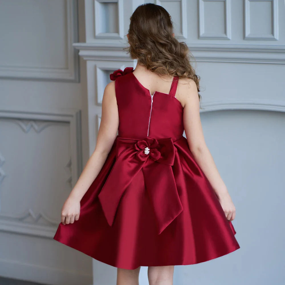 Flower Girl Children Princess Evening Party Prom Bow Green Wedding Bridesmaid Summer Dress Ball Gown