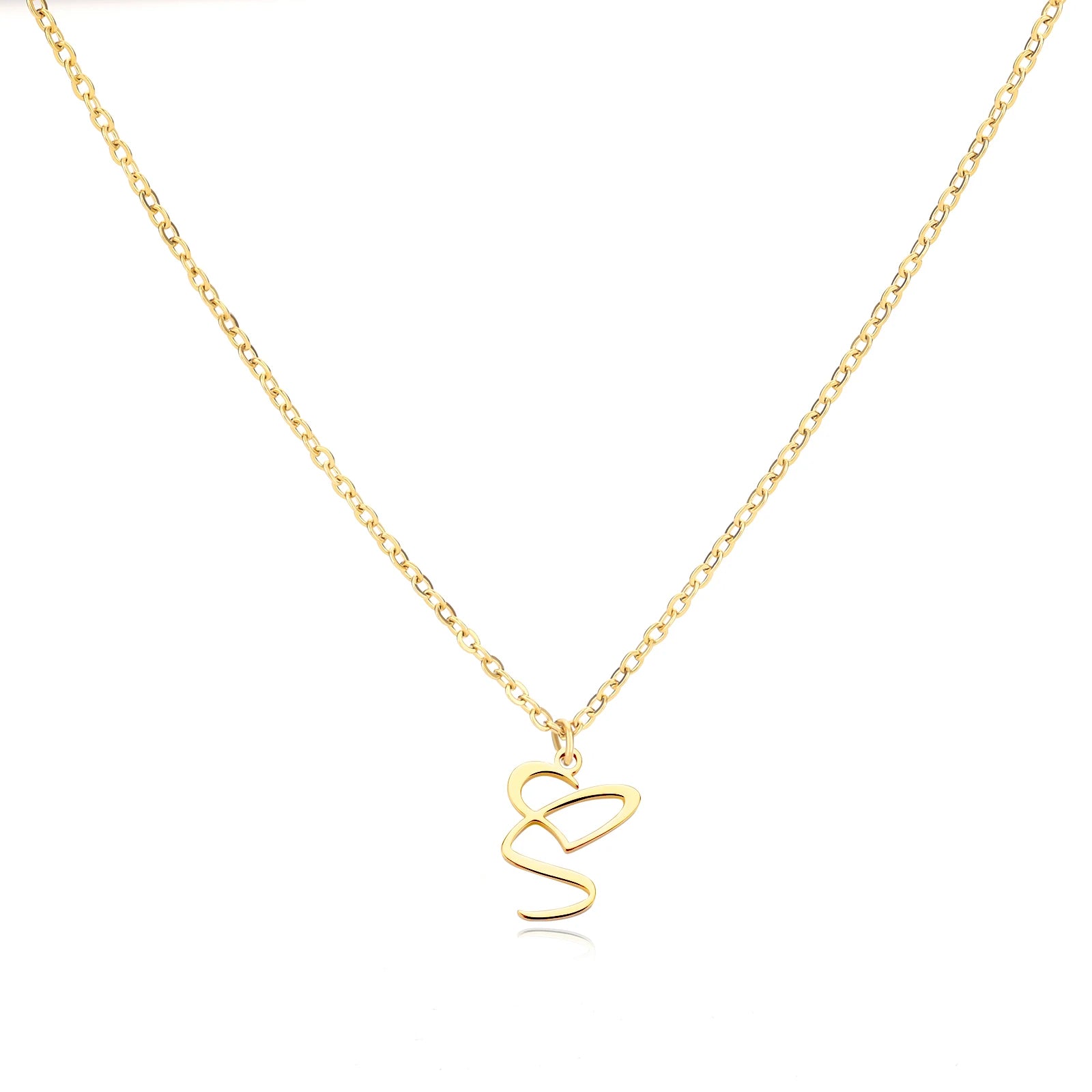 Heart Initial Letter Necklace for Women Gold Color Stainless Steel Necklace Jewelry Wedding Birthday-Dollar Bargains Online Shopping Australia