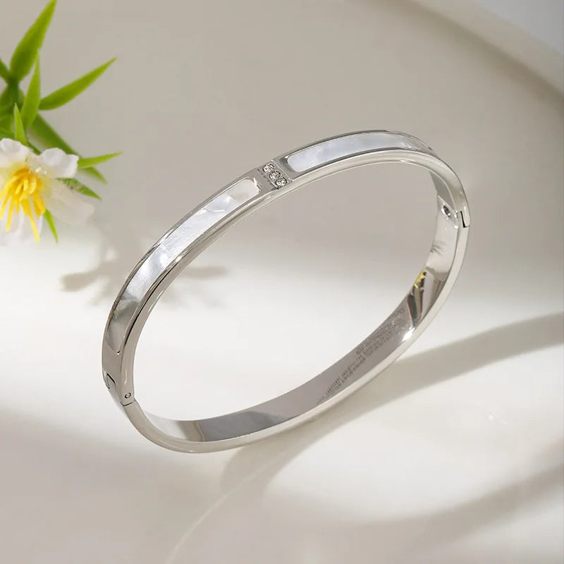 Classic Design Shell Zircon Bracelets & Bangle For Women Luxury Brand Wedding Jewelry Titanium Steel-Dollar Bargains Online Shopping Australia