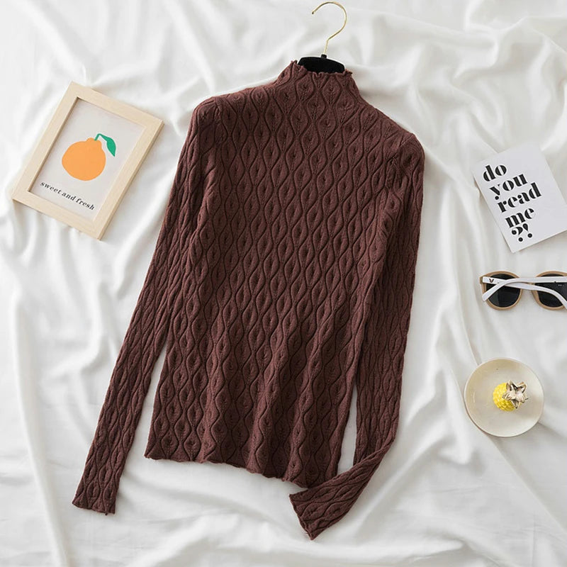 Soft Warm Cashmere Turtleneck Women Sweaters Knitted Slim Pullover Female Solid Jumper Pull Sweater Casual Tops-Dollar Bargains Online Shopping Australia