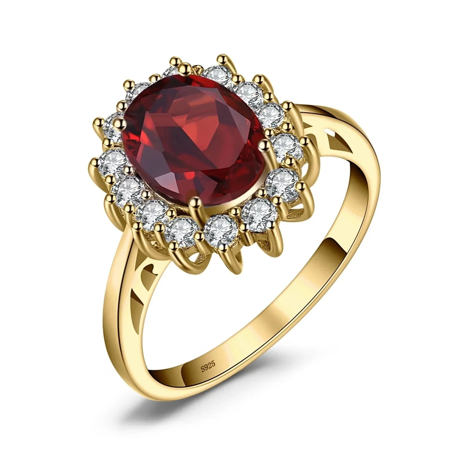 Natural Garnet 925 Sterling Silver Ring Ruby Natural Amethyst Citrine Blue Topaz Ring Yellow Rose Gold Plated