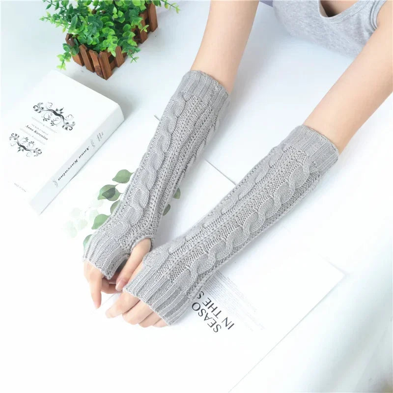 Long Fingerless Gloves Women‘s Mitten Winter Arm Warmer Knitted Arm Sleeve Fine Casual Soft Girls Goth Clothes Punk Gothic Glove-Dollar Bargains Online Shopping Australia