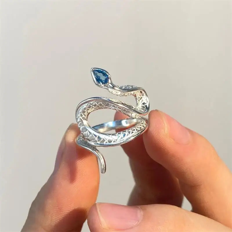 Gothic Rhinestones Open Snake Ring Adjustable Animal Rings Reptile for Men Women Fashion Punk Boy Girl Birthday Jewelry Gifts-Dollar Bargains Online Shopping Australia