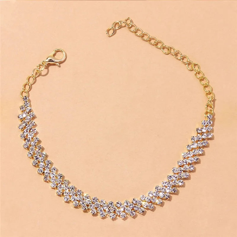 Shining Cubic Zirconia Chain Anklet for Women Fashion Silver Color Ankle Bracelet Barefoot Sandals Foot Jewelry-Dollar Bargains Online Shopping Australia
