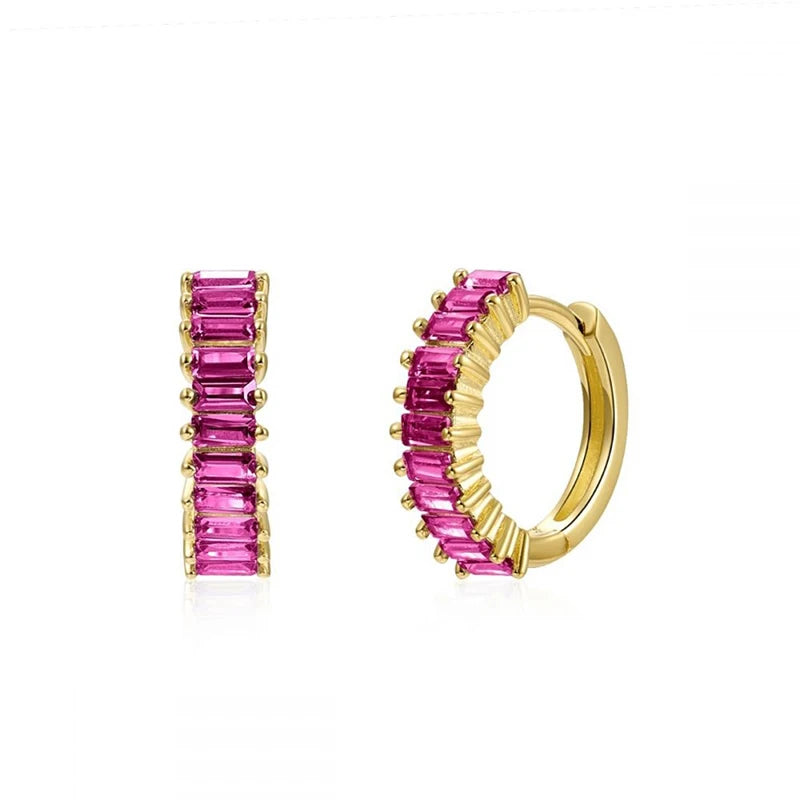 Gold Filled Stud Earrings Set For Women Ear Cuffs Colorful Zircon Dangle Hoop Earrings Fashion Party Jewelry-Dollar Bargains Online Shopping Australia