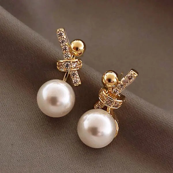 Classic Elegant Imitation Pearl Dangle Earrings For Women Crystal Long Tassel Exquisite Drop Earring Wedding Jewelry-Dollar Bargains Online Shopping Australia