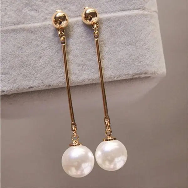 Classic Elegant Imitation Pearl Dangle Earrings For Women Crystal Long Tassel Exquisite Drop Earring Wedding Jewelry-Dollar Bargains Online Shopping Australia