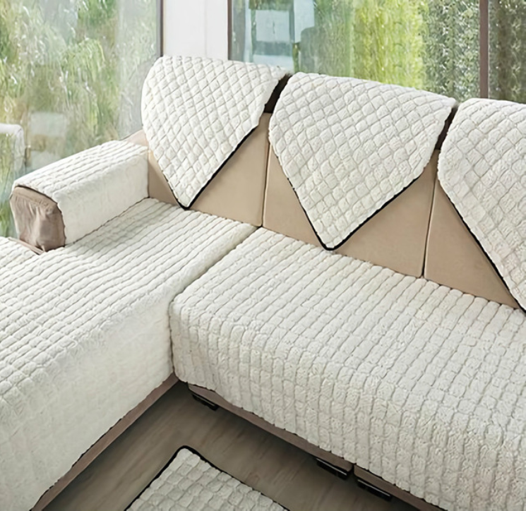 4colors 2/3 Seat Sofa Covers Fleeced Fabric Knit Eco-Friendly Anti-Mite Manta Sofa Slipcover Couch Cover for living/Drawing Room