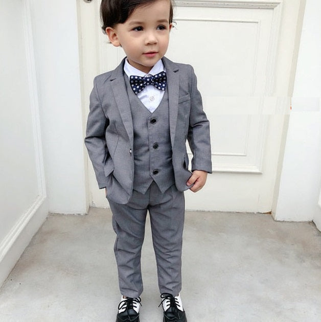 Formal Boys Suit Set Children Party Host Wedding Costume Little Kids Blazer Vest Pants Clothing Sets