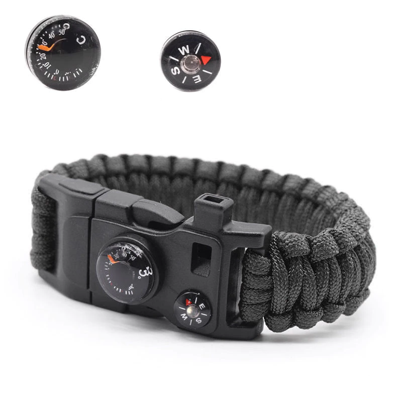 15in1 Outdoor Camping Men Rescue Paracord Parachute Cord Wristbands Emergency Rope Survival Kits Flint Scraper Whistle Buckle