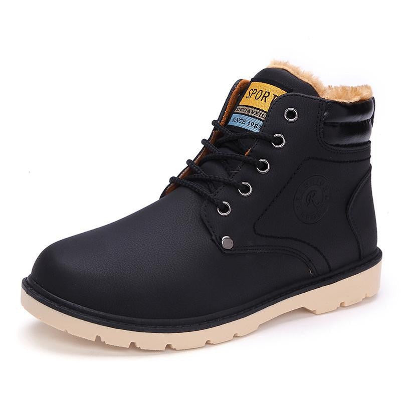 Warm Men's Pu Leather Ankle Boots Men Waterproof Snow Boots Leisure Martin Boots Shoes Mens
