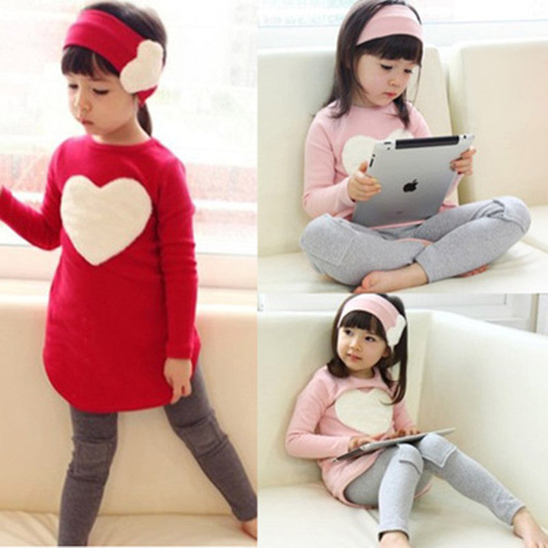 baby girls clothing sets spring/autumn fashion princess love pink/red long-sleeve T-shirts+ pants 3 pieces kids clothes for girl - CelebritystyleFashion.com.au online clothing shop australia