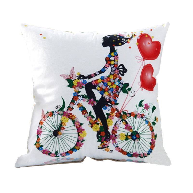 Online discount shop Australia - Decorative Throw Pillows Cushions without Insert Digital Printing Flower Fairy Bike Butterfly almofadas housse coussin