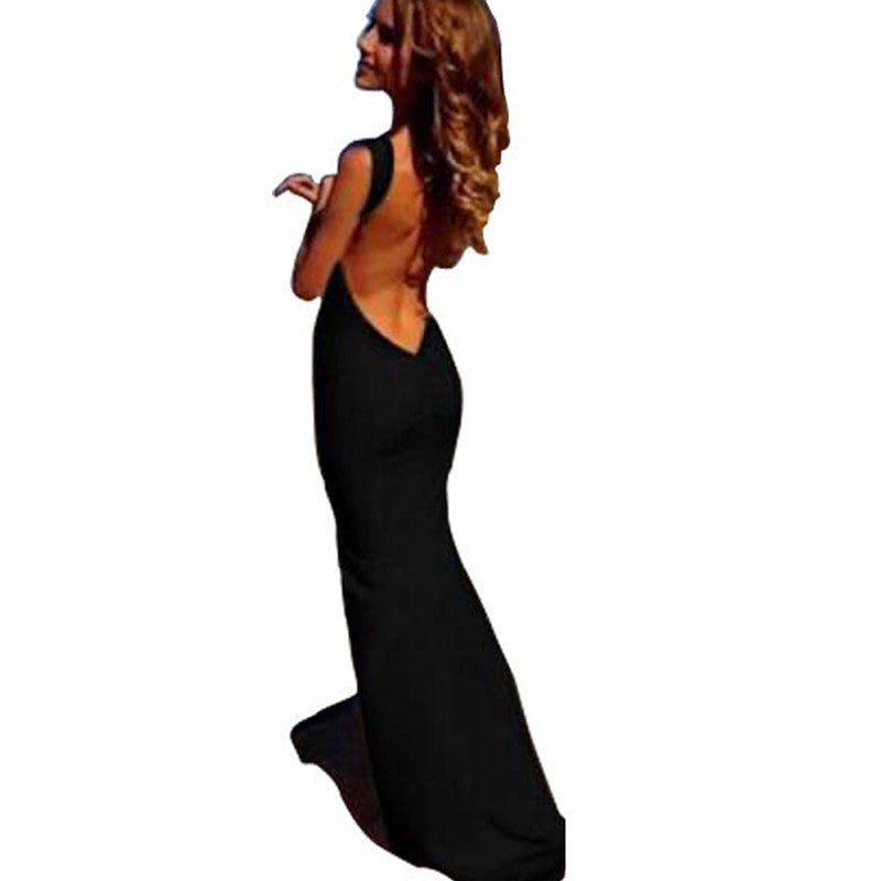 Summer Style Women Long Dress Backless Dress red white black Casual dress Floor-Length Vestidos de festa Longo 8069