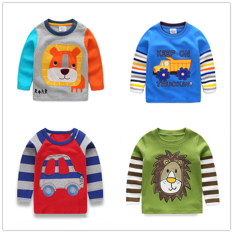 Online discount shop Australia - 1-6Y Boys T-shirt Kids Tees Baby Boy shirts cardigan blouse jacket Children sweater Long Sleeve 100% Cotton lion cars
