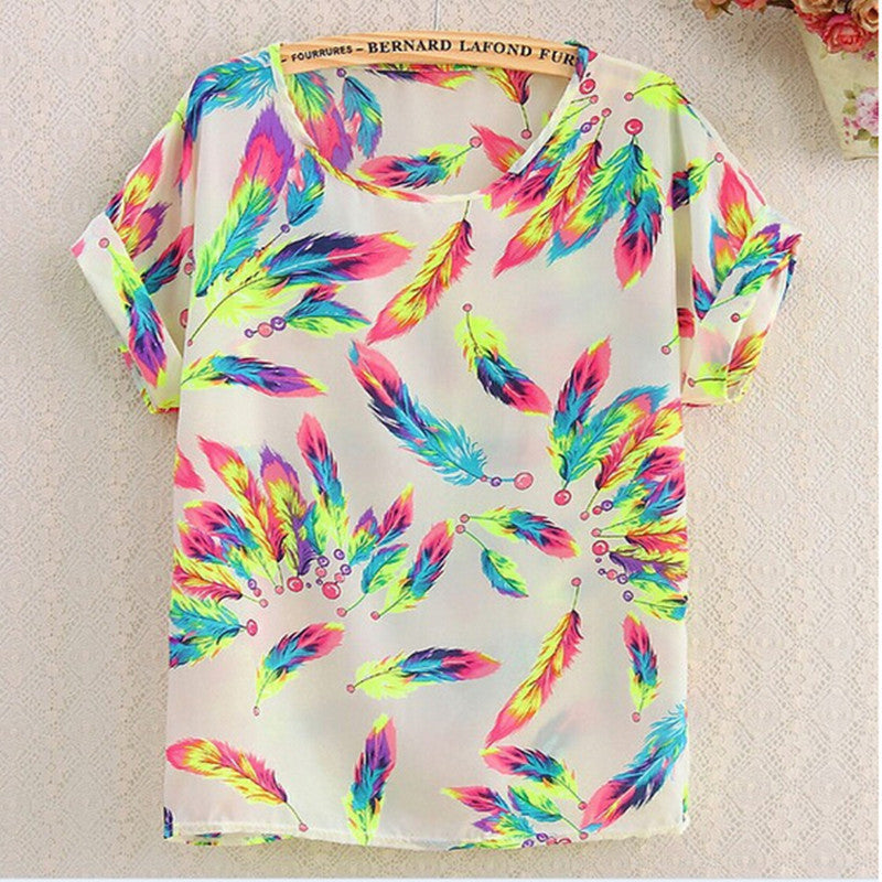 chiffion Batwing Short Sleeve T-Shirts women Loose Shirt Tees tops casual Tees clothes