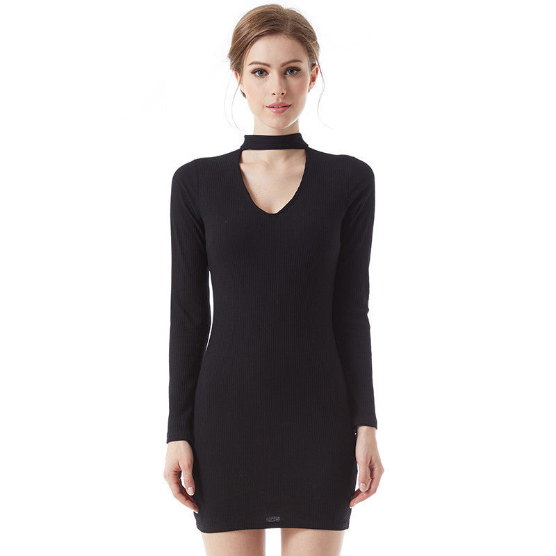 Online discount shop Australia - AILORIA Apparel Autumn sexy halter knitted dress Women winter elegant bodycon dress Casual black vestidos short sweater dresses