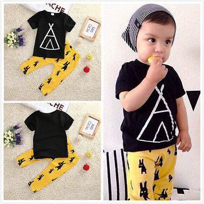2016 New Kids Clothes Toddle Baby Boys Clothing Set Summer Short Sleeve T-Shirt Top and Pant 2pcs Outfit Children Set - CelebritystyleFashion.com.au online clothing shop australia
