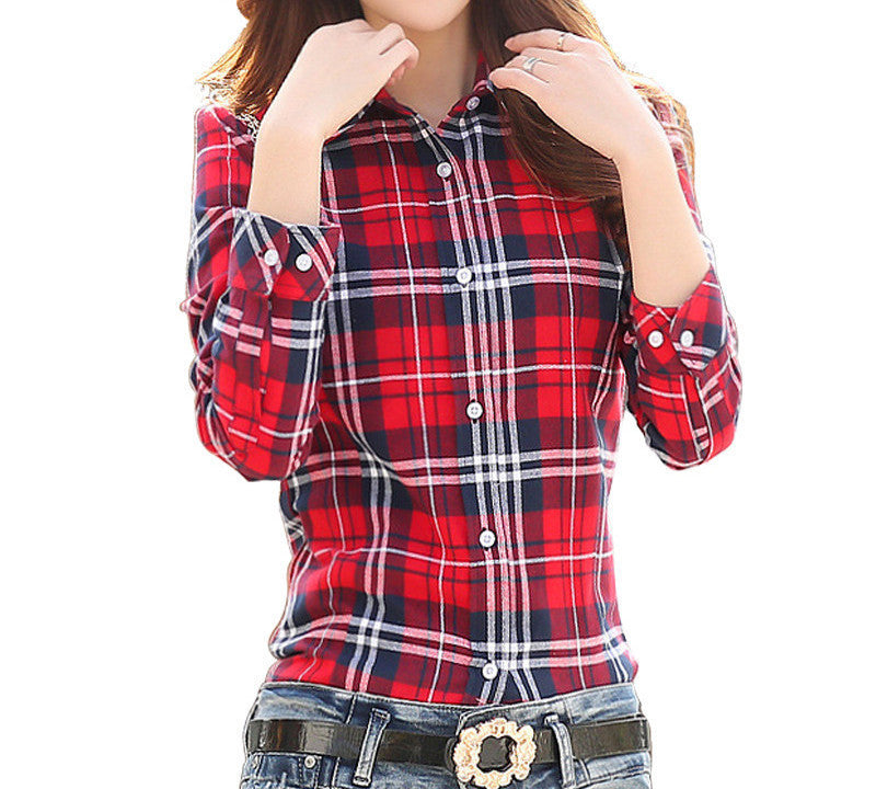 Online discount shop Australia - Long Sleeve Shirt Women Blouses Fashion Lattice Thicken Tops Plus Size Women Clothing 5XL Blouse Shirts