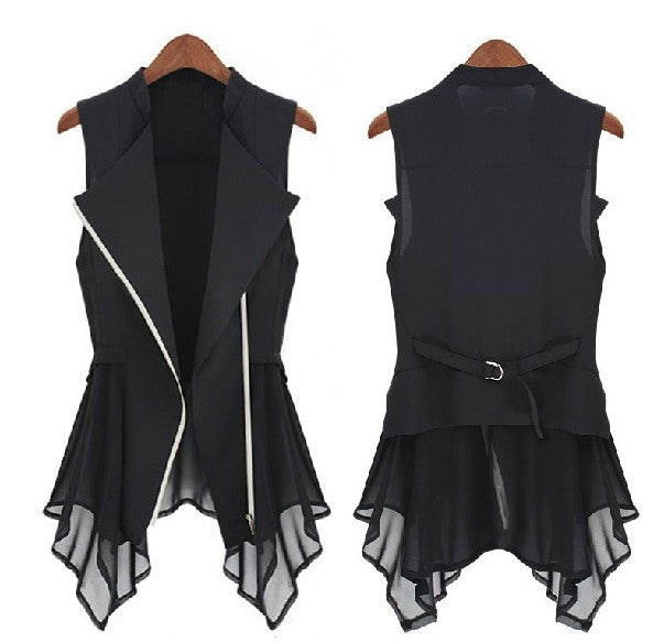 chiffon Jacket Women Slim Long jacket Europe sleeveless Coats & Jacket