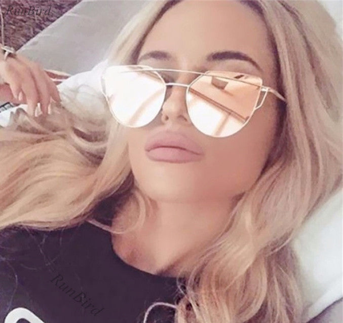 New Women 6 Colour Luxury Flat Top Cat Eye Sunglasses Women Twin Beam Sunglasses Double-Deck Alloy Frame UV400 M195 - CelebritystyleFashion.com.au online clothing shop australia