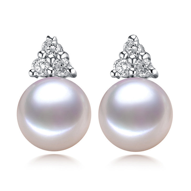 Real natural pearl earring 925 silver jewelry,wedding freshwater pearl earrings for women pendient girl birthday best gift white - CelebritystyleFashion.com.au online clothing shop australia