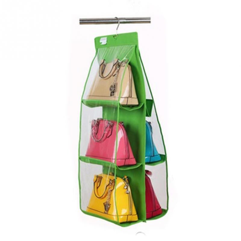 Online discount shop Australia - Fashion 6 Pocket Hanging Handbag Purse Bag Tidy Organizer Storage Wardrobe Closet Hanger