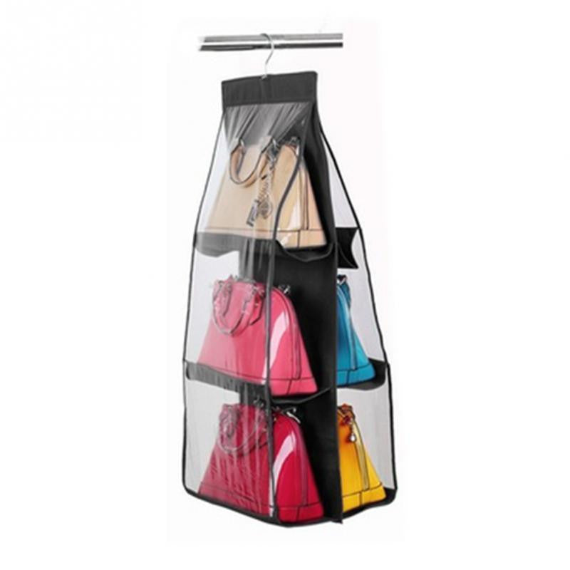 Online discount shop Australia - Fashion 6 Pocket Hanging Handbag Purse Bag Tidy Organizer Storage Wardrobe Closet Hanger