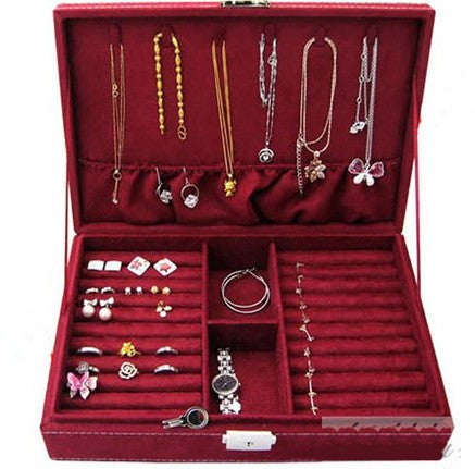 Online discount shop Australia - 5 colors Velvet Large Capacity Studs Earrings Rings Necklace Storage Case Jewelry Box NEW 99