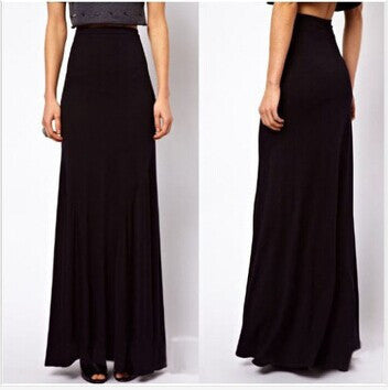 Fashion Brand Large Plus Size High Waist Maxi Cotton Full Length Stretchy Skirt Long Maxi Women Skirt