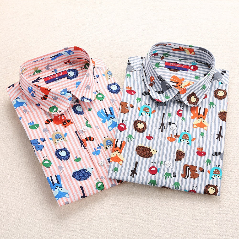 Online discount shop Australia - Blouses Women Long Sleeve Shirts Animal Print Cotton Ladies Tops Vintage Clothing Womens Shirt Plus Size 5XL