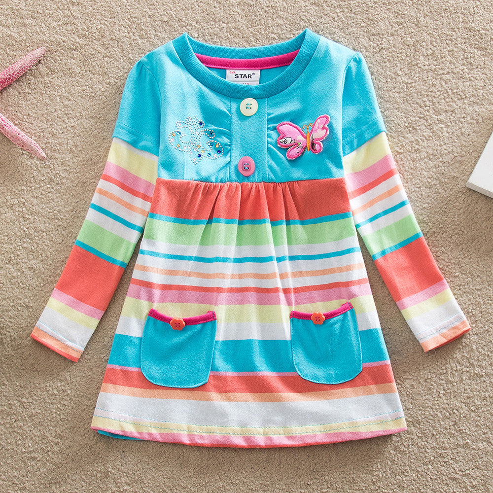 Online discount shop Australia - NEAT christmas cotton baby girl clothes Fashion embroidery butterfly lace dress tutu cartoon children dresses clothing L65518#