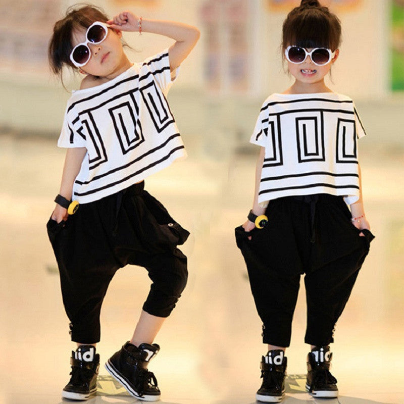 Children clothing sets new Girls sports suit summer Bat short sleeve shirt+Harem pants kids girl clothes suits 2pcs/set - CelebritystyleFashion.com.au online clothing shop australia