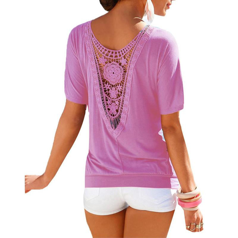 T Shirt Fashion Women Loose tops Ladies Lace Top t-shirt Casual t-shirt Tops plus size