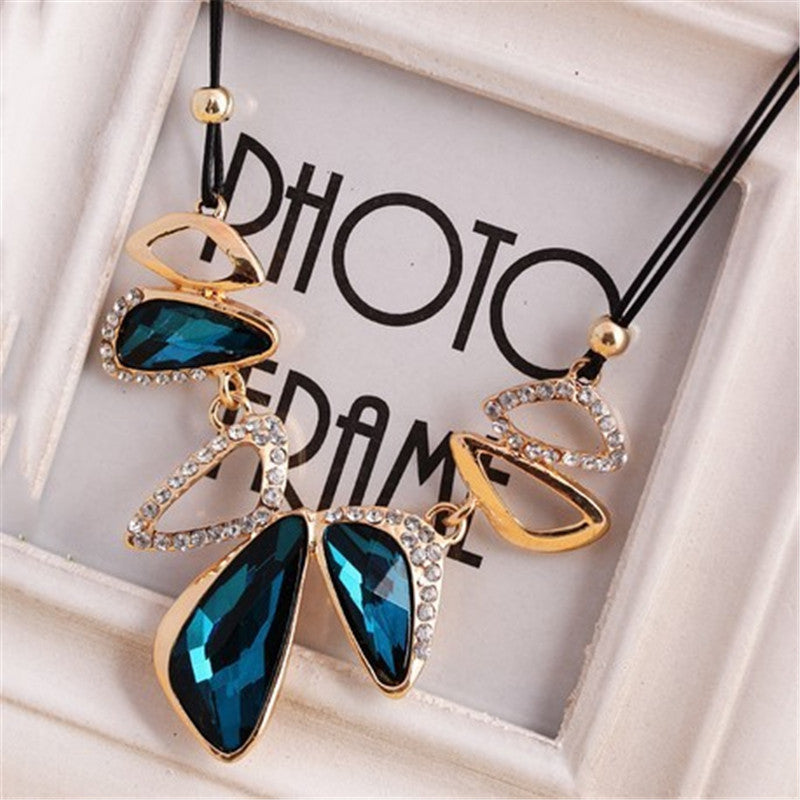Online discount shop Australia - Lemon Value Statement Maxi Choker Vintage Charms Collar Gem Crystal Pendants Leather Rope Necklaces Women Jewelry Collier A469