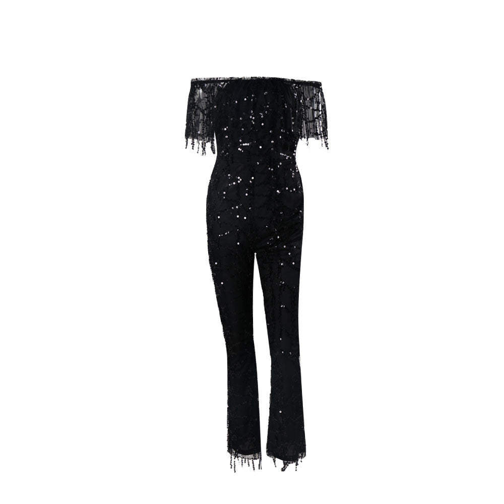 Online discount shop Australia - Missord Sexy Word shoulder sequin jumpsuit FT 4380