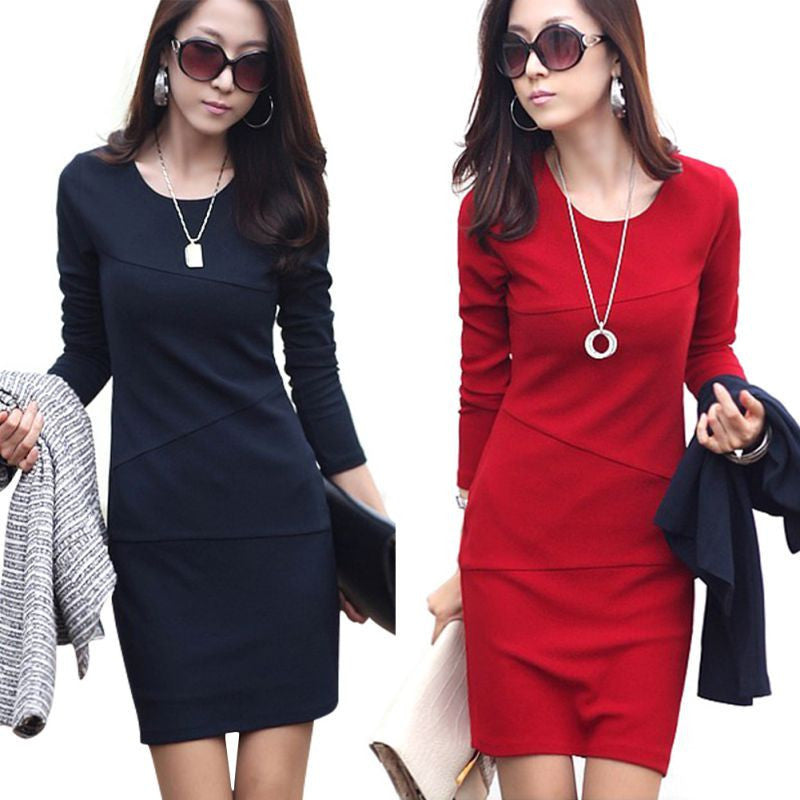 Online discount shop Australia - Autumn Vintage Sexy Women Casual Solid Bodycon Short Mini Pencil Dress Long Sleeve Party Slim Wrap Dresses Vestidos