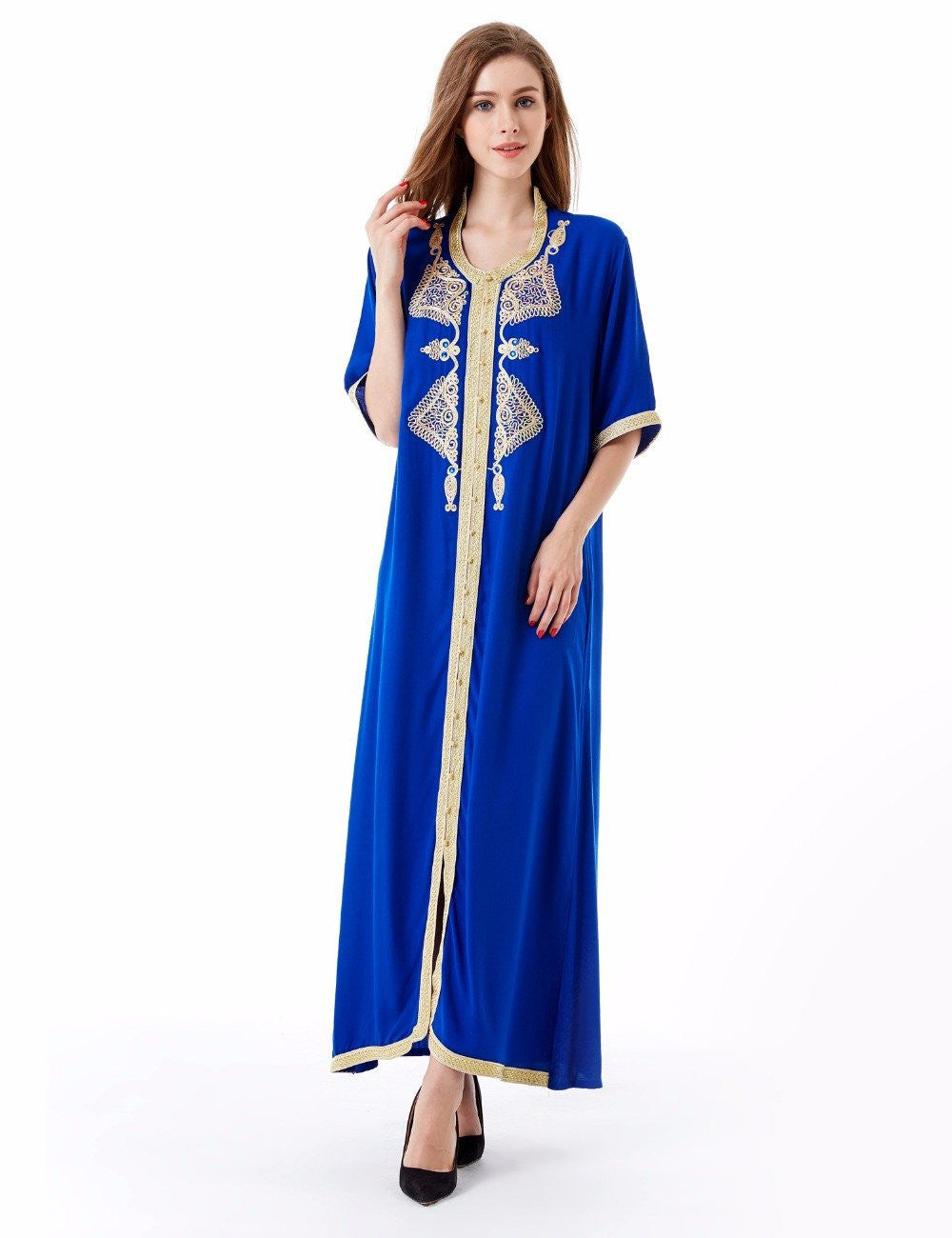 Women's Maxi Long sleeve long Dress moroccan Kaftan Caftan Jilbab Islamic abaya Muslim Turkish Arab arabic Robes gown HM-1449