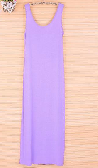 Online discount shop Australia - Dress Sexy Women Maxi Dress Solid O-neck Sleeveless Modal Casual Dress Elegant Evening Party Long Dresses Vestidos