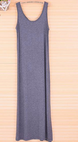 Online discount shop Australia - Dress Sexy Women Maxi Dress Solid O-neck Sleeveless Modal Casual Dress Elegant Evening Party Long Dresses Vestidos